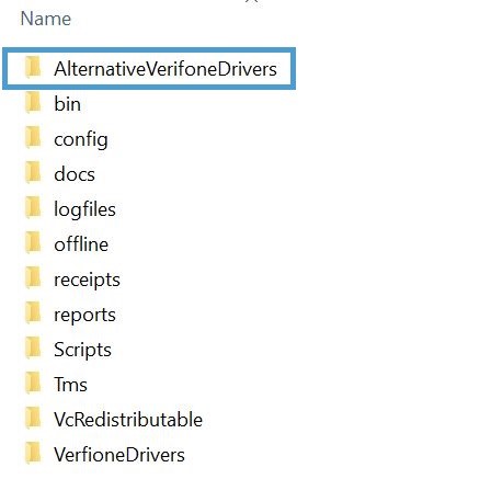 alternative verifone drivers folder selected in guardian folder within the sagepay folder