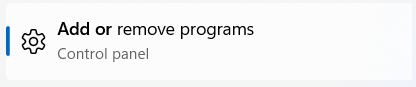 Add or remove Programs.
