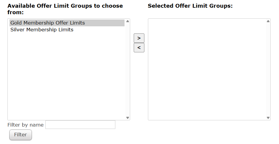 Selecting an Offer Limit Group.