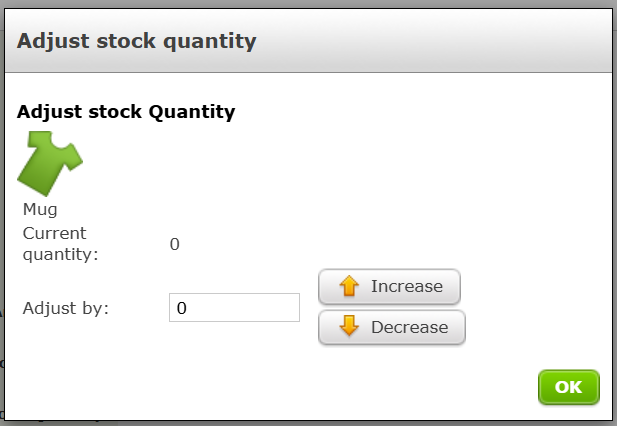 The Adjust stock quality pop-up.