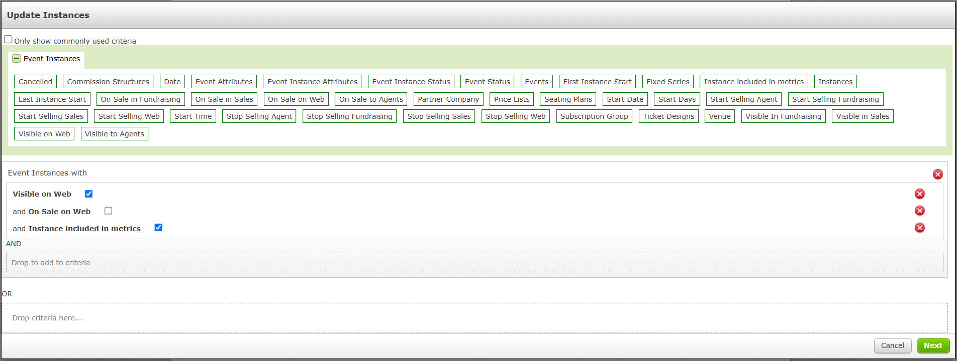 Selecting Instances that are Visible online but aren’t on sale.