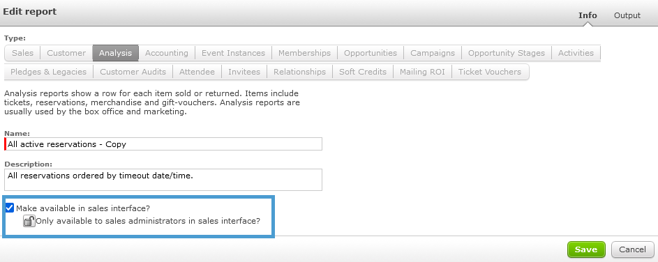 Editing your Report to add it to the Sales Interface.