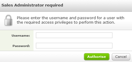 The Sales Administrator required screen.