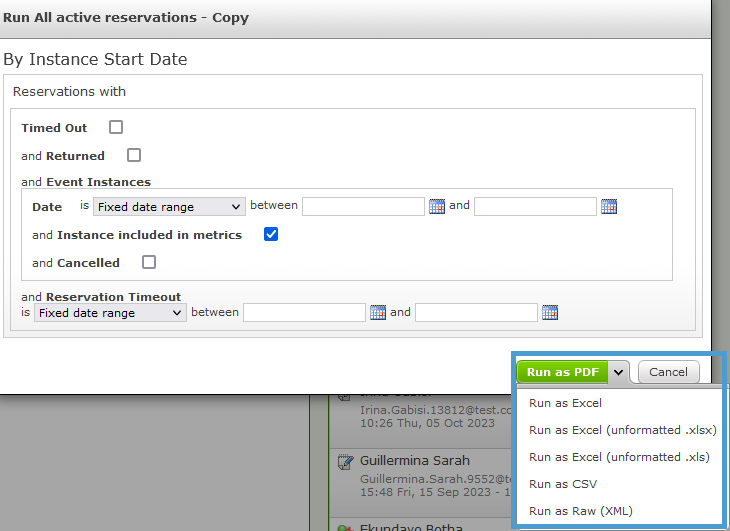 Choosing an output file for your Report.