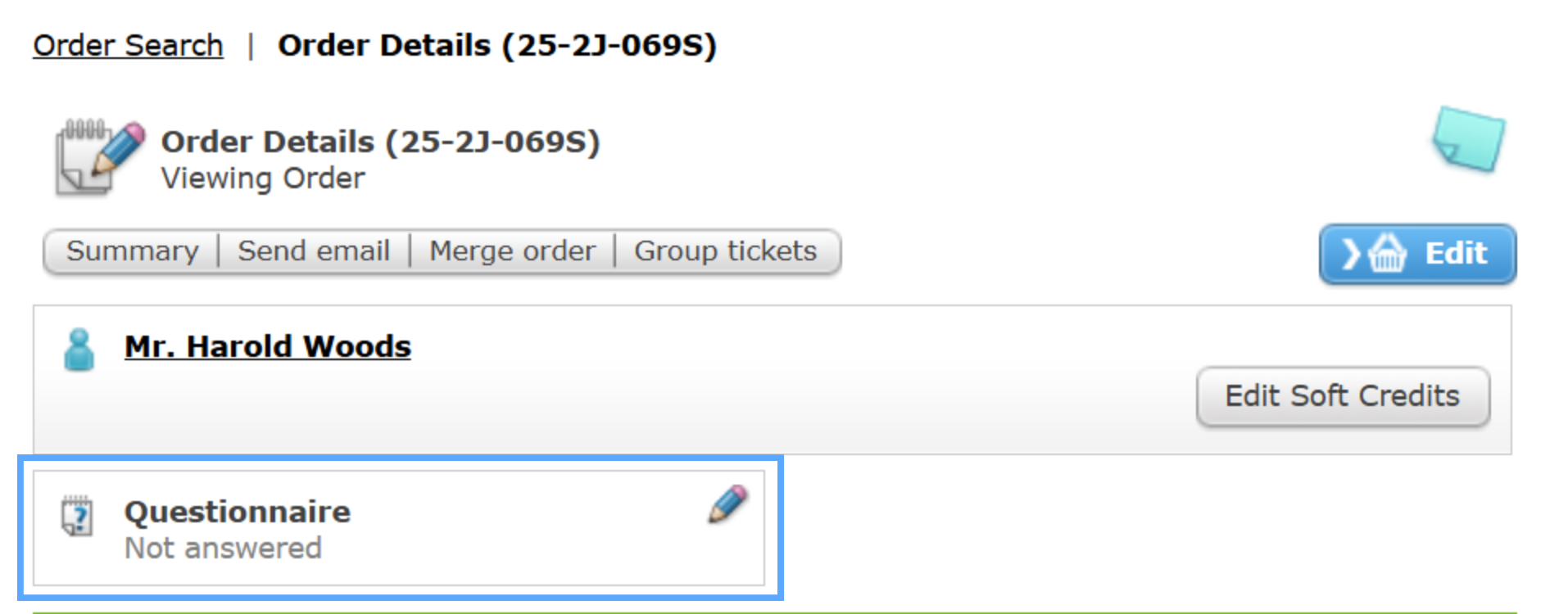 An unanswered Customer Questionnaire.