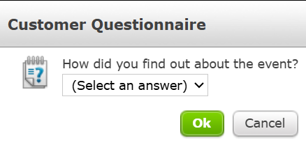 The Customer Questionnaire pop-up.