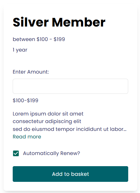 A text entry membership display.