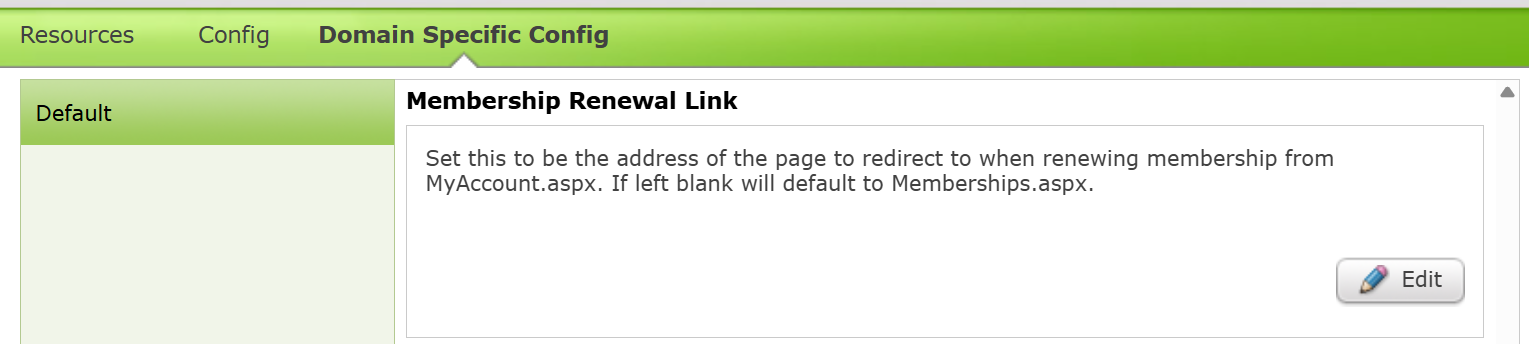 Membership Renewal Link in the Domain Specific Config.