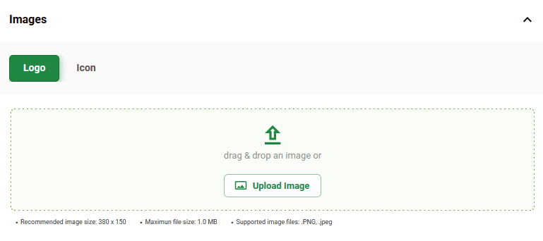 The upload image screen.
