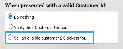 Selecting the option to sell zero value tickets in settings