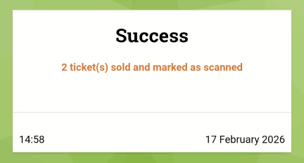 Interface showing ticket quantity selection and the confirm button