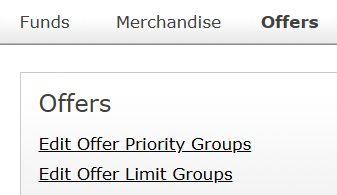 The Edit Offer Priority Groups link.