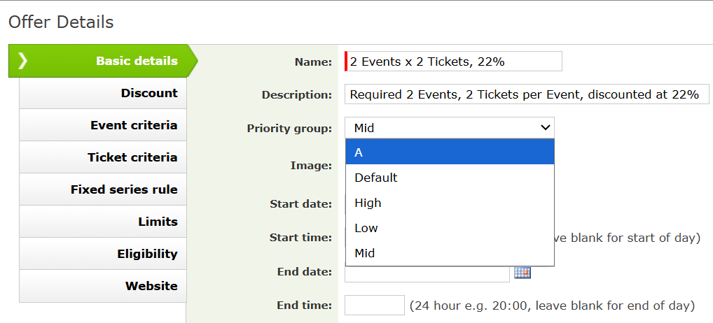 Priority Group dropdown in Basic Details.
