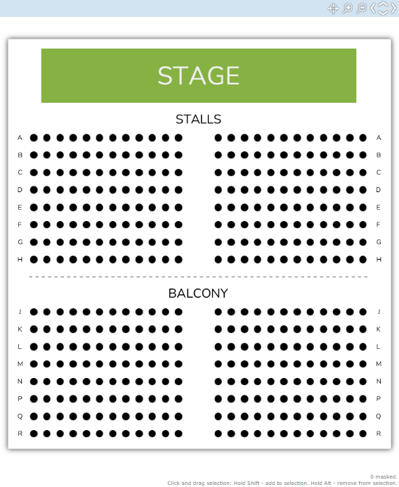 A reserved Seating Plan with a Layout Overlay.