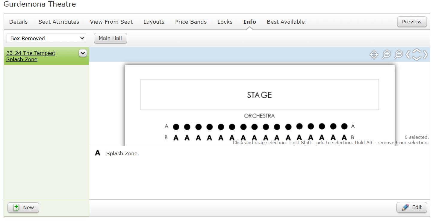 The Info Tab of a Seating Plan.