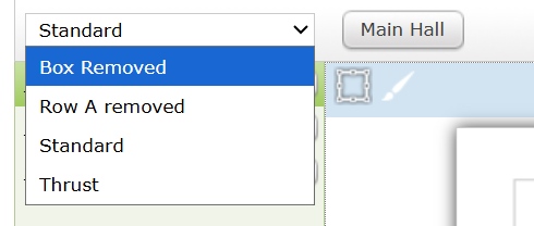 A dropdown containing all the Layout Overlays in a Seating Plan.