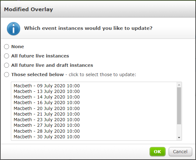 The Modified Overlay screen.