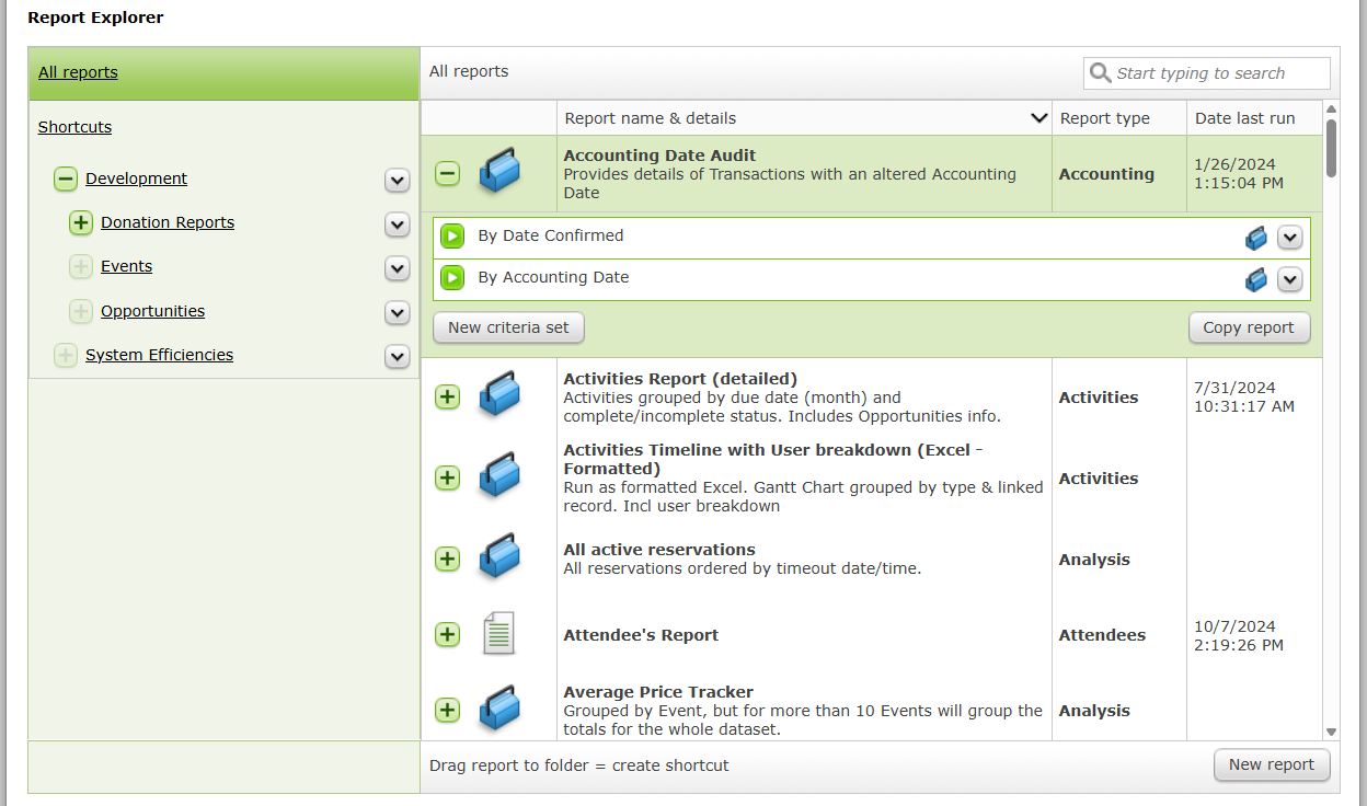 The Report Explorer.