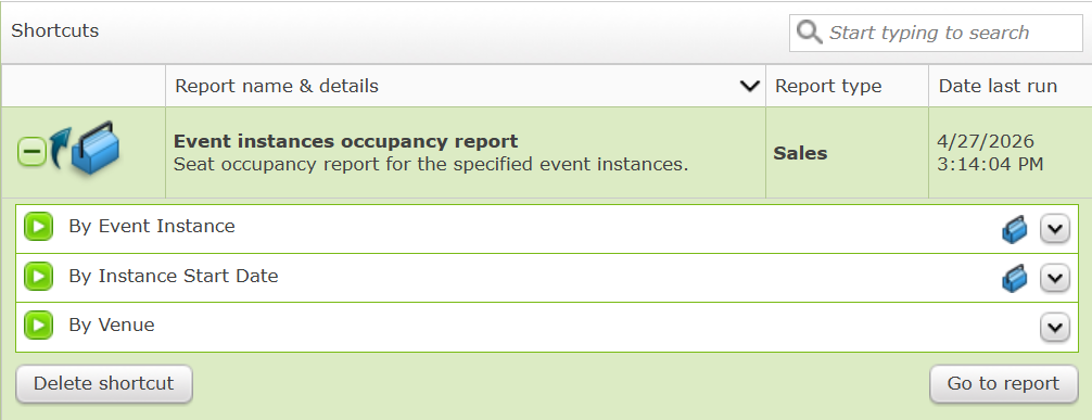 Report Shortcuts