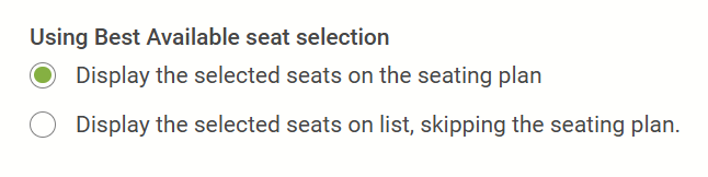 Options for Seating Plan display.