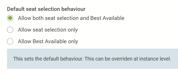 Default seat selection.