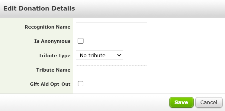 The Edit Donation Details pop-up.