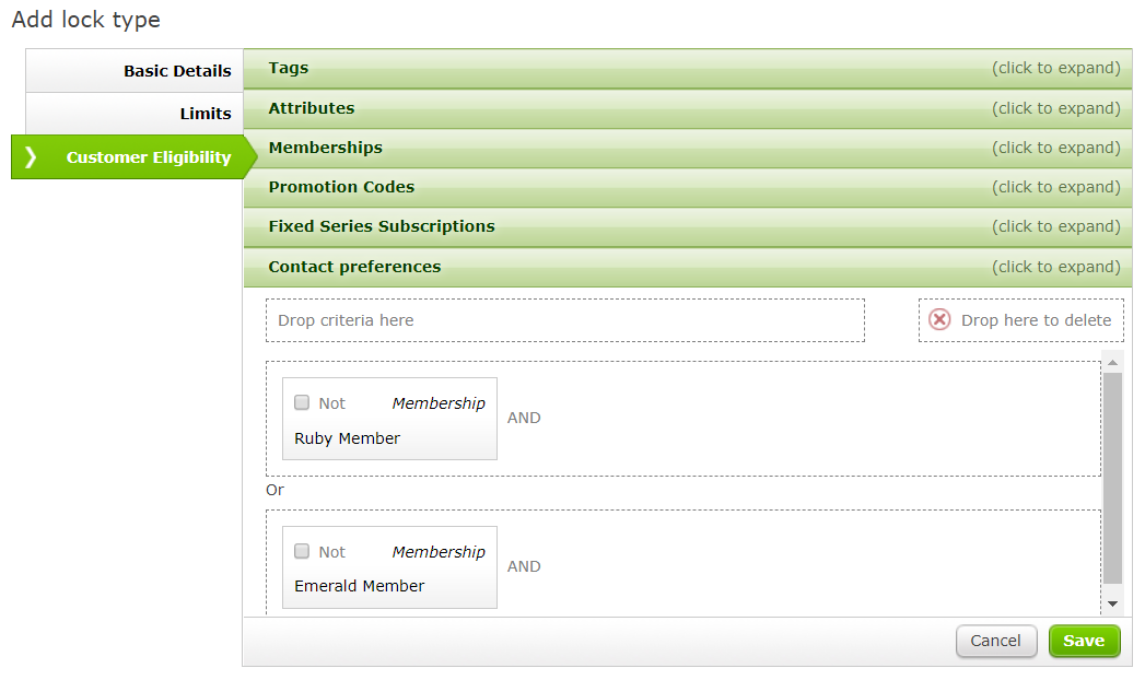Lock Type Customer Eligibility.