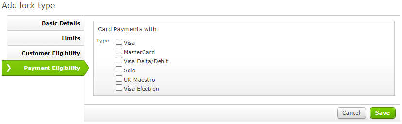 Lock Type Payment Eligibilty.