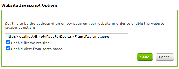 Website Javascript Options in the Website Admin settings.