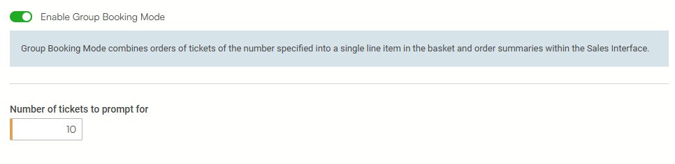 enable group booking and number of tickets in a group