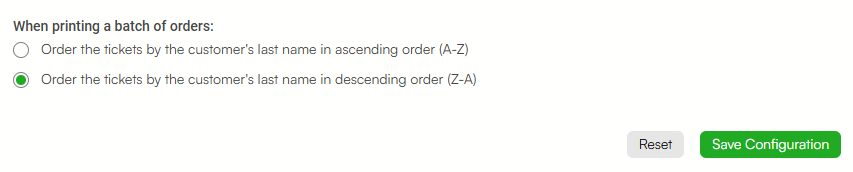 order in which a batch is printed