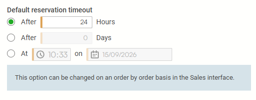 default reservation timeout settings