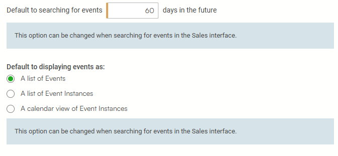 event search settings