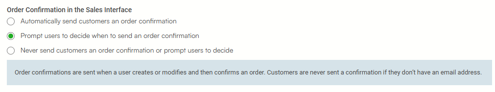 order confirmation settings