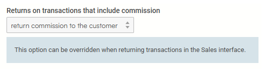 return on transactions that include commission settings