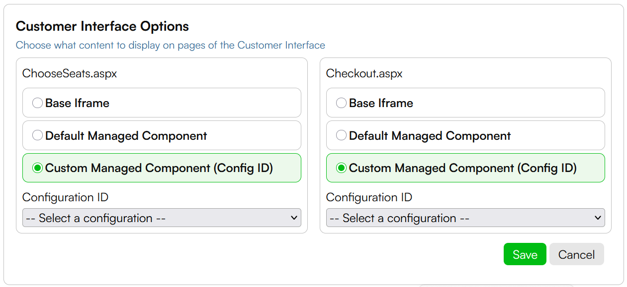 Custom Managed Component options