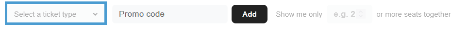 'Select a ticket type' option display