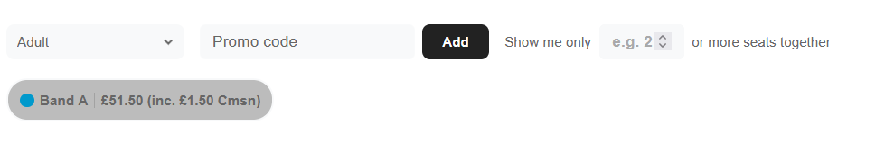 Show all Price Band names in line